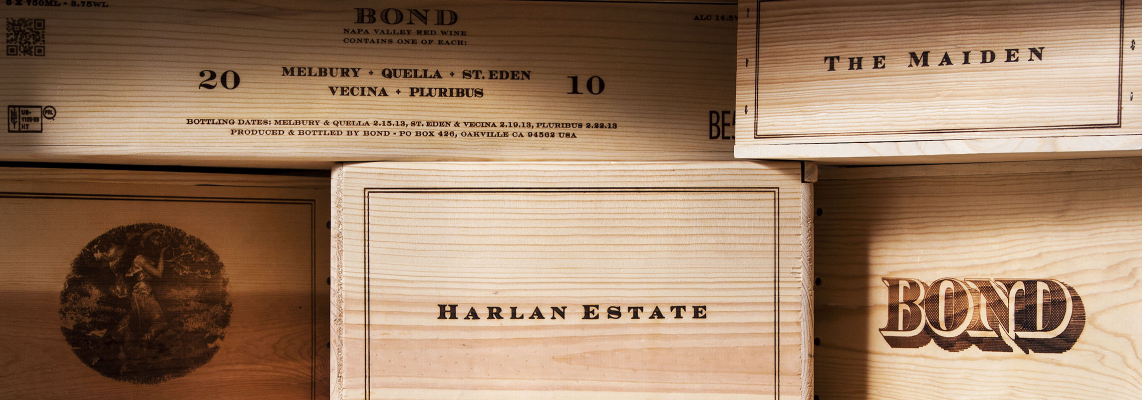 Wine mailing lists - Photo image of Harlan and Bond original wine crates.