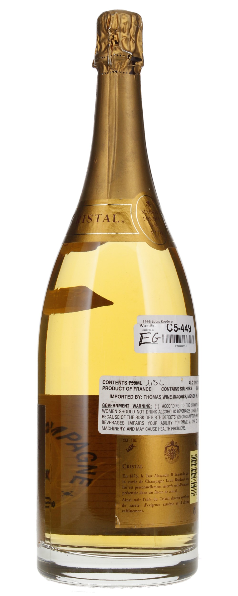 1996 Louis Roederer Cristal, 1.5ltr