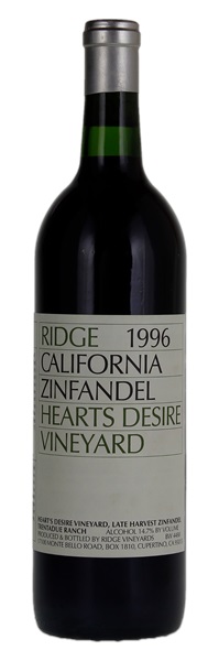 1996 Ridge Hearts Desire Trentadue Ranch Late Harvest Zinfandel, 750ml