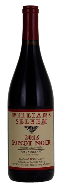 2016 Williams Selyem Foss Vineyard Pinot Noir, 750ml