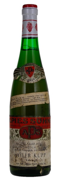 1971 A Pies Sohne Ayler Kupp Kabinett #96, 750ml