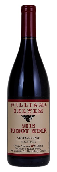 2018 Williams Selyem Central Coast Pinot Noir, 750ml