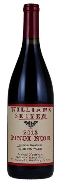 2018 Williams Selyem Weir Vineyard Pinot Noir, 750ml