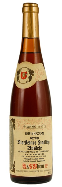 1976 K & F Bliem Niersteiner Findling Riesling Auslese #9, 750ml