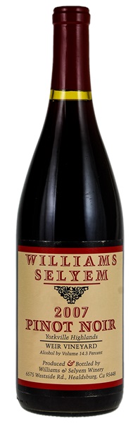 2007 Williams Selyem Weir Vineyard Pinot Noir