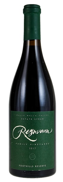 2017 Reynvaan Foothills In The Sun Vineyard Reserve Estate Syrah